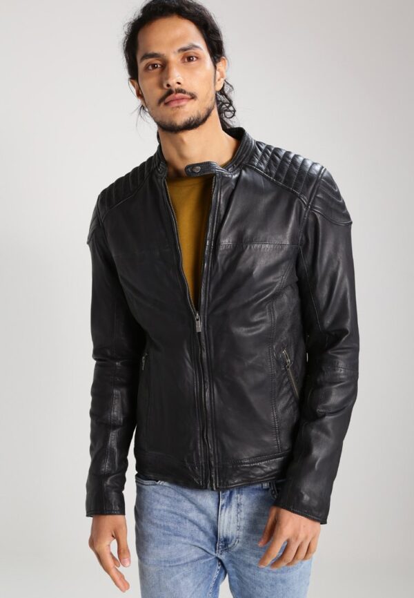 Buy Javier Quilted Black Leather Biker Jacket