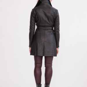 Buy Quest Black Leather Trench Coat