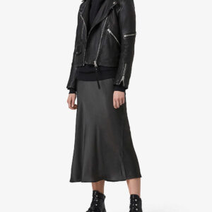 Buy Women's Black Slim Fit Motorbike Jacket