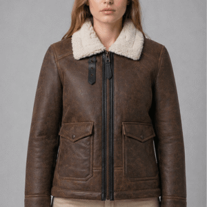 Premium A2 Brown Bomber Leather Fur Jacket