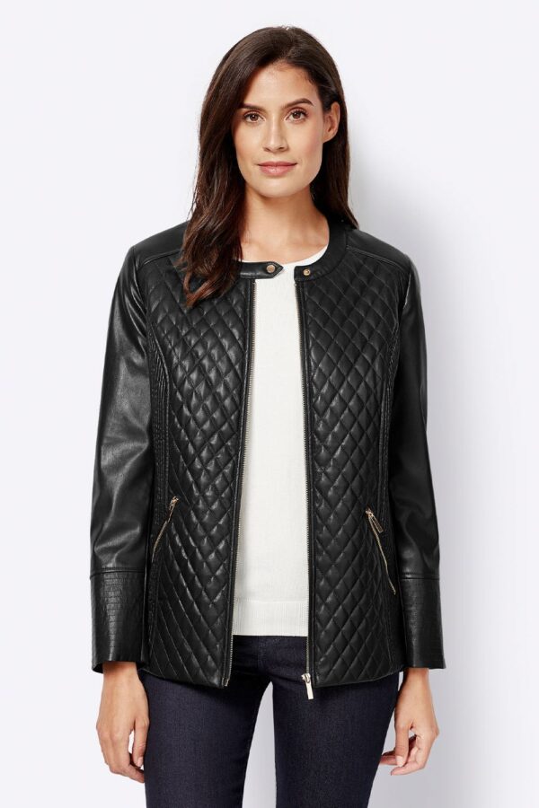 Premium Lexis Quilted Black Leather Biker Jacket