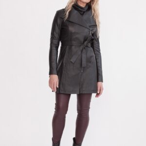 Premium Quest Black Leather Trench Coat