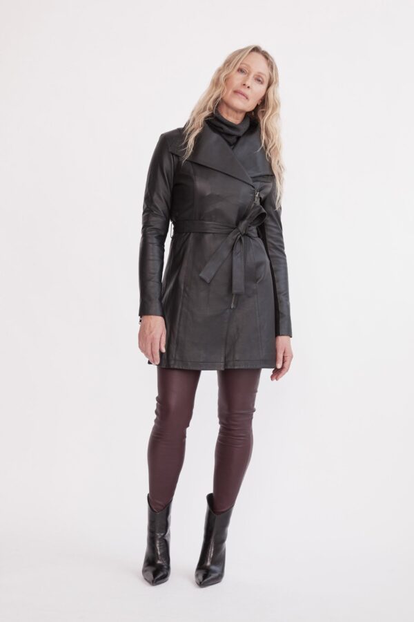Premium Quest Black Leather Trench Coat