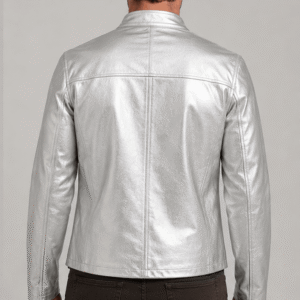 Premium Silver Leather Biker Jacket