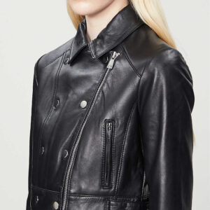 Premium Women's Black Cropped Leather Jacket