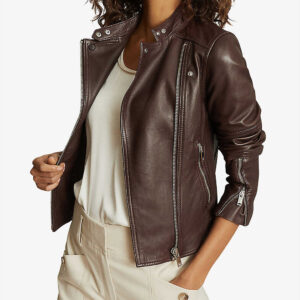 Premium Women's Slim Motorbike Leather Jacket