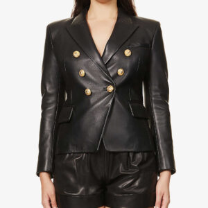 Purchase Women's Black Genuine Leather Blazer Virginia Leather Shop