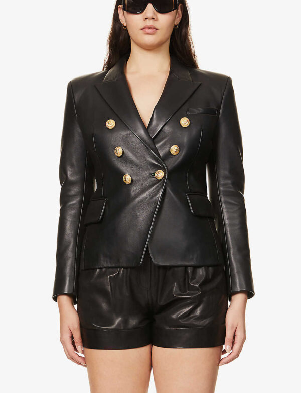 Purchase Women's Black Genuine Leather Blazer Virginia Leather Shop
