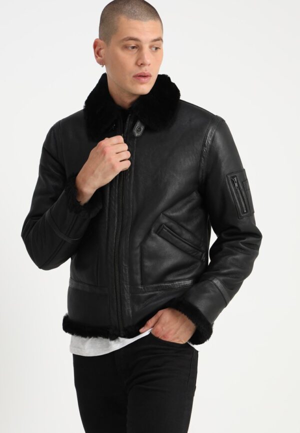 Frisco Black B-3 Bomber Leather Jacket