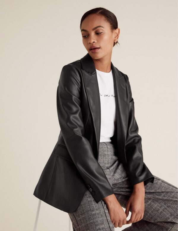 Shop Marlin Black Leather Blazer