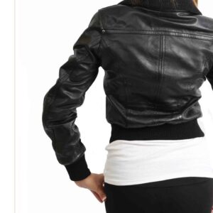 Shop Ruslan Black Leather Bomber Jacket
