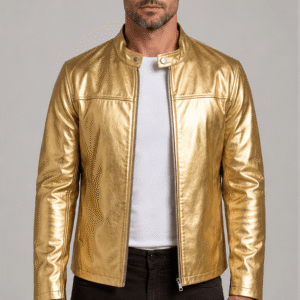 Super Silver Leather Biker Jacket