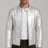 Top Silver Leather Biker Jacket