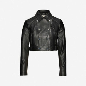 Women's Black Cropped Leather Jacket