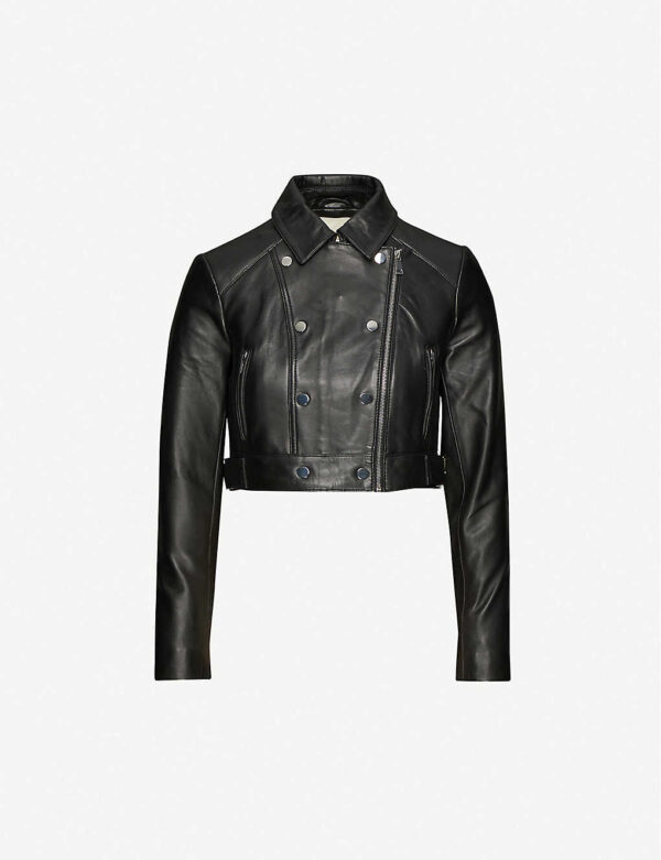 Women's Black Cropped Leather Jacket