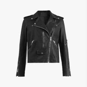 Women's Black Slim Fit Motorbike Jacket
