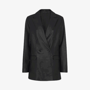 Women's Classic Black Oversized Leather Blazer