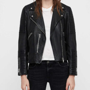 Women's Motorbike Quilted Leather Jacket