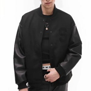 Mens Black Varsity Jacket