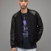 Black Leather Varsity Jacket Mens