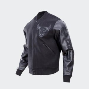 Men’s Varsity Black Bomber Leather Jacket