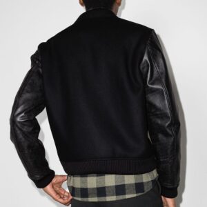 Men’s Bomber Leather Varsity Jacket In Black