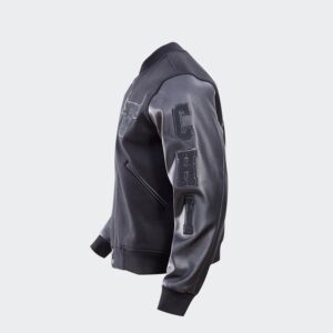 Men’s Varsity Black Bomber Leather Jacket
