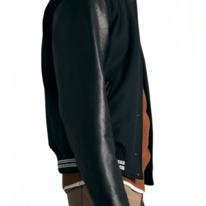 Men’s Black Varsity Bomber Leather Jacket
