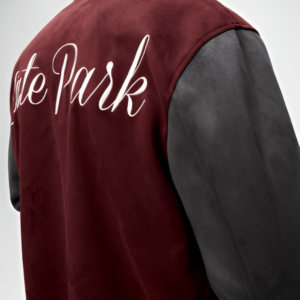 Men’s Varsity Leather Jacket In Maroon