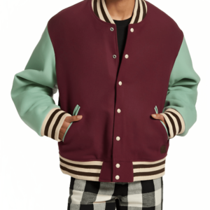 Men’s Varsity Leather Jacket In Red