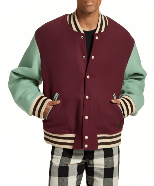 Men’s Varsity Leather Jacket In Red