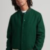 Men’s Leather Varsity Jacket In Green