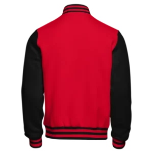 Men’s Red Leather Varsity Jacket In Black