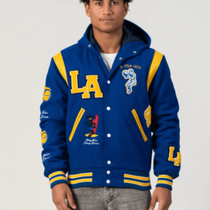 Men’s Varsity Leather Jacket With Hood