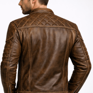 Buy Brown Quilted Leather Jacket