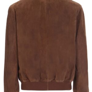 Buy Sean Brown Suede Leather Bomber Jacket