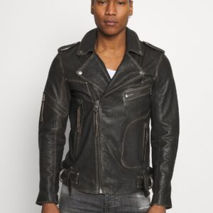 Hugo Black Mens Biker Leather Jacket