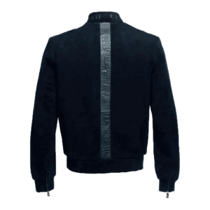 Online Indigo Alligator Embossed Suede Bomber Jacket