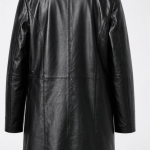Premium Black Leather Long Coat
