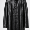 Quality Black Leather Long Coat