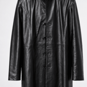 Quality Black Leather Long Coat