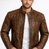Shop Brown Quilted Leather Jacket