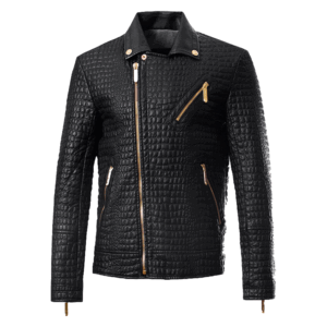 Victor Black Cowhide Leather Jacket Men