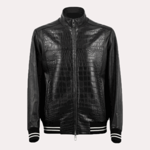 Wallace Black Alligator Leather Jacket