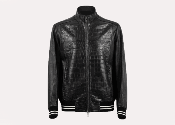 Wallace Black Alligator Leather Jacket