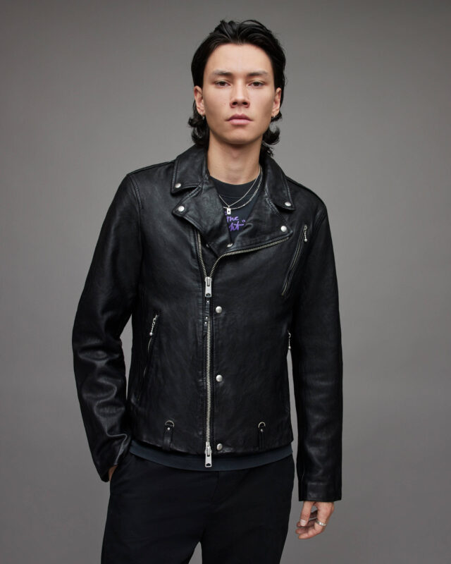 Men's Black Leather Biker Jacket