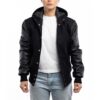 Women’s Hooded Leather Jacket Black