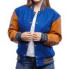 Blue Leather Varsity Jacket Womens​
