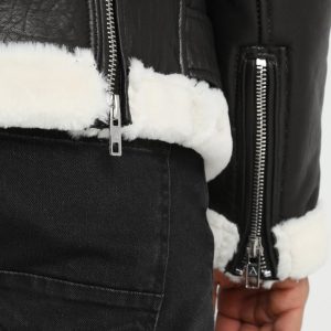 Best Franklyn B-3 Black & White Leather Bomber Jacket