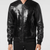 Wicked Black Crocodile Leather Jacket
